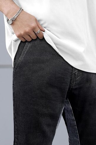 GINGTTO Men's Slim Fit Jeans Flared Stacked Denim Pants Hip Hop Streetwear in Saudi Arabia