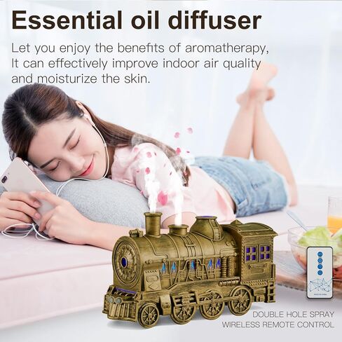 ناشر القطار الناشر للزيت الأساسي 300 مل ، مرطب القطار ، وموزع العطرية العطري الرائع مع 2 ضباب ضباب 2 ضباب الإغلاق التلقائي ، ومضمّن عن بُعد لمكتب طفل بيبي (أسود) in Kuwait