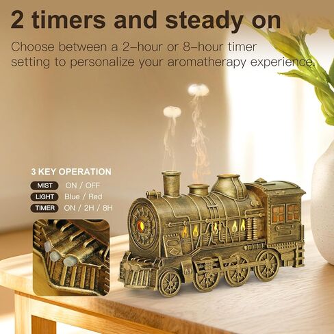 ناشر القطار الناشر للزيت الأساسي 300 مل ، مرطب القطار ، وموزع العطرية العطري الرائع مع 2 ضباب ضباب 2 ضباب الإغلاق التلقائي ، ومضمّن عن بُعد لمكتب طفل بيبي (أسود) in Kuwait