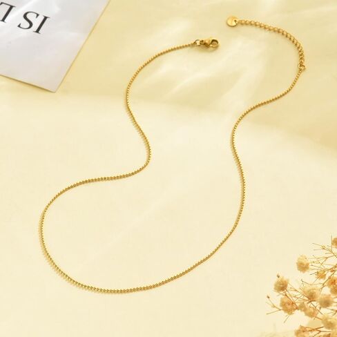 Gold Chain Necklace for Women 18K Gold Plated Dainty Beaded Satellite Beads Coin Dot Twisted Chain Choker Necklaces Simple Gold Chain Jewelry Gifts in Kuwait