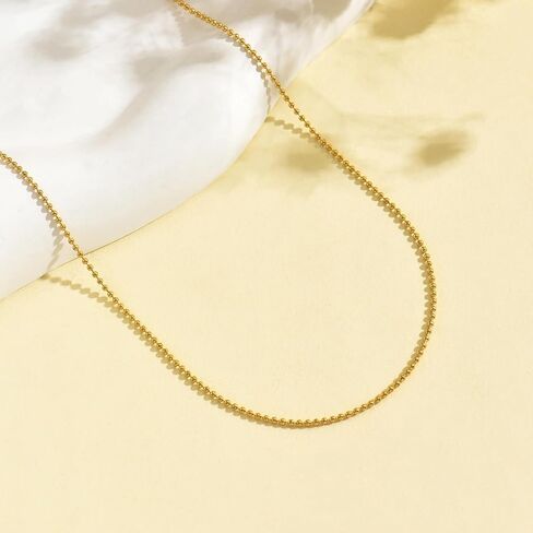 Gold Chain Necklace for Women 18K Gold Plated Dainty Beaded Satellite Beads Coin Dot Twisted Chain Choker Necklaces Simple Gold Chain Jewelry Gifts in Kuwait