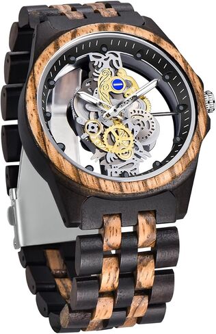 Dentily Men's Wooden Watch Lightweight Wooden Mens Watches Analog Quartz Wood Watches for Men in Saudi Arabia