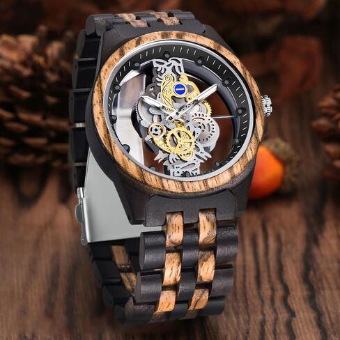 Dentily Men's Wooden Watch Lightweight Wooden Mens Watches Analog Quartz Wood Watches for Men in Saudi Arabia