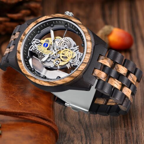 Dentily Men's Wooden Watch Lightweight Wooden Mens Watches Analog Quartz Wood Watches for Men in Saudi Arabia