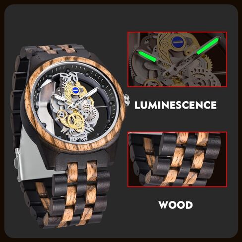 Dentily Men's Wooden Watch Lightweight Wooden Mens Watches Analog Quartz Wood Watches for Men in Saudi Arabia