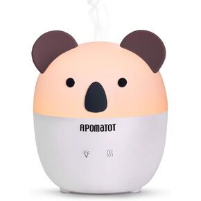 APOMOTOT Small Essential Oil Diffuser,160ml Cute Koala Cartoon Aromatherapy Diffusers with Auto Shut-Off Function,Cool Mist Humidifier with Warm White Lights for Home Office Bedroom