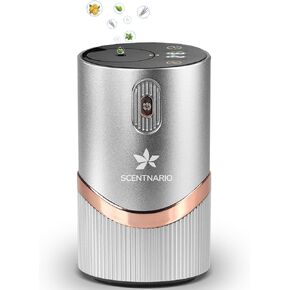 Waterless Essential Oil Diffuser 20ml Large Capacity, Aluminum Scent Machine for Car with Battery Indicator, 3 Mist Levels & Continuous Spray, Anti-TIPP, Timer & Night Light Function