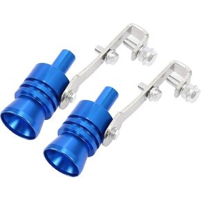 X AUTOHAUX 2pcs L Size Aluminum Alloy Universal Turbo Sound Exhaust Muffler Pipe Whistle Car Roar Maker Blue