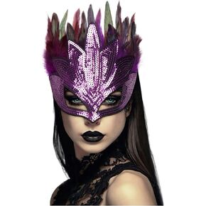 L'VOW Mardi Gras Feather Masquerade Mask for Halloween Show Party