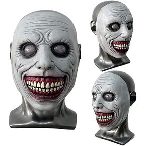 Scary Halloween Mask Smiling Demons Horror Mask, Scariest Creepy Horror Costume Mask with White Eye for Unisex - WhiteEyes