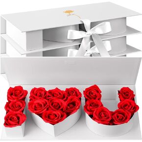 PYQTH 4 PCS فارغة I Love You Box للأزهار الكبيرة الحرف الكبير على شكل زهرة قابلة للملء مربع هدايا I HEART U عبوات لصناديق عيد الميلاد عيد ميلاد عيد الميلاد يوم الزفاف (أسود)