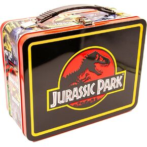 Aquarius Jurassic Park Fun Box - صندوق تخزين القصدير القوي مع مقبض بلاستيكي وغطاء أمامي منقوش - Murchandise Park المرخص رسميًا (48289)