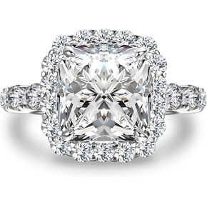 4.5 Carat Cushion Cut Engagement Ring, 5A CZ Simulated Diamond Promise Ring in Sterling Silver