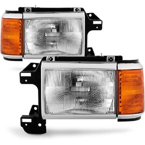 Acanii - للفترة 1987-1991 Ford Bronco F150 F250 المصابيح الأمامية الشاحنة المصابيح الأمامية Chrom