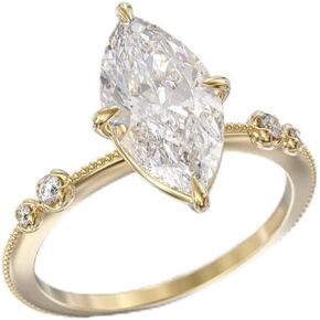 TSECIMGS 18K Gold Plated Classic Four-Pron Solitaire Elongated Marquise Cut Engagement Ring for Women, Simulated Diamond Promise Ring(10)