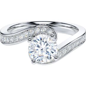 THELANDA Genuine Moissanite or Simulated Diamond 1CT Hold My Hand Twisted Swirled Wrapped Promise Engagement Bridal Ring For Her