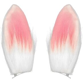 Easter Bunny Ears Hair Clips Furry Rabbit Ears Hair Clamp Hairpin Cosplay Headwear Halloween Rabbit Costume Accessories for Women