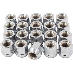 Wheel Accessories Parts 20 Pcs M12x1.25 12x1.25 Thread OE Bulge Acorn Lug Nuts 1.00" 25mm Long Zinc 13/16" 21mm Hex Fits Suzuki Samarai Grand Vitara Sidekick XL-7