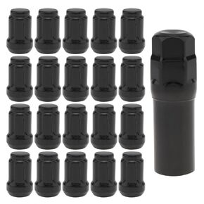 M12x1.5 Lug Nuts, 20pcs Black, Spline, Fit for HR-V/Escape/Sierra/Civic/Accord/Element