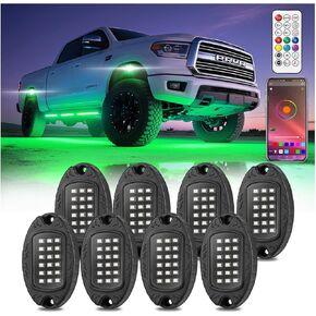 12Pods Alloy RGB LED Rock Lights Kit with APP/RF Remote Control, Multicolor Metal Underglow Light Brake Dual Zone, Neon Exterior Underbody Light Waterproof 12v for Truck Jeep ATV UTV Golf Cart Offroad