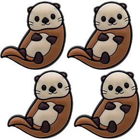 Otter Shoe Charms; Cute Otter Charms for Clog Shoes Decoration Cute Animal Shoes Charm for Kids Adults Animal Lover, PVC Shoe Charm Accessories Decoration Gifts 4 Pcs