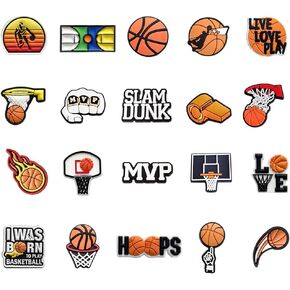 20 Pcs Basketball Shoe Charms Sports Shoes Charms for Adults Kawaii Cartoon Basketball Cute Accessories Pins Shoe Decoration