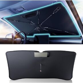 [2025 ترقية] Coverado Windshield Sun Shade ، UPF80+ Sunshade لتكتل الزجاج الأمامي للسيارات أشعة الحرارة والأشعة فوق البنفسجية ، طلاء الفينيل الكثيف الحفاظ على حماية بارد ، M 57 "× 32" لسيارات السيدان/سيارات الدفع الرباعي