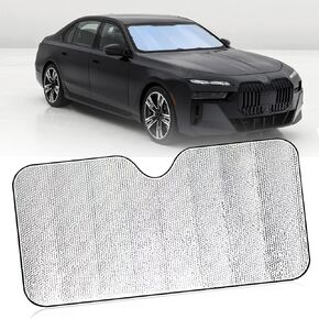 Sun Shade for Car Windshield, Foldable Reflective Front Windshield Sunshade, 52" x 24" Aluminum Foil Insulation Sun Protector, Summer Vehicle Keep Cool Accessories, for Cars Truck SUV (Silver)