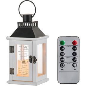 70th Birthday Decorations Lantern with Remote Control for Best Friend, Wife, Mom, Sister - LED Candle Birthday Party Decor
