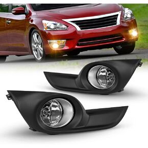 Driving Fog Lights Compatible With 2013 2014 2015 Nissan Altima Black Bezel Fog Light Replacement (Clear Glass Lens) Wiring Harness and Switch