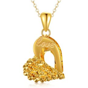 قلادة القلب الذهب SISGEM 18K للنساء ، Gold Gold Hollow-Out Love Heart Jewelry Anniversary Homports لها ، أمي ، الزوجة