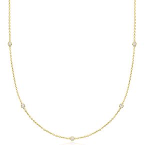 Ross-Simons 0.33 CT. T.W. قلادة محطة الماس التي يزرعها المختبر بالذهب 18kt على الجنيه الاسترليني