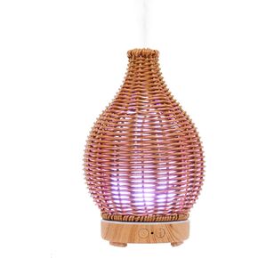 موزع الزيوت العطرية الداخلية Rattan مع التحكم عن بُعد ، وسعة 100 مل ، وألوان قابلة للتعديل عن بعد ، لا يوجد وضع إغلاق تلقائي خالٍ من الضوضاء ، مناسب لغرف النوم والمكاتب والصالات الرياضية