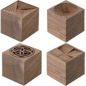 Leinuosen 4 PCS Wooden Essental Oil Diffuser Square Square Square Wooden Grain Fortable Air Formens