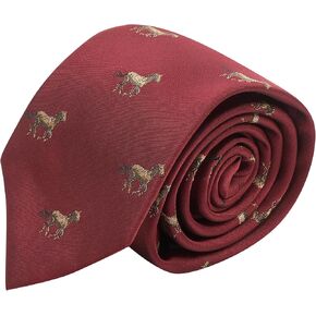 King & Priory Burgundy Red Embroidered Horse Tie