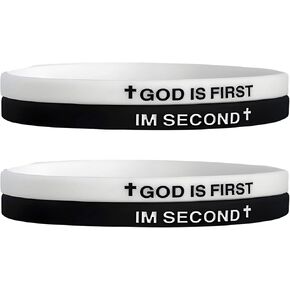 GOD IS FIRST BRACELET,IM Second Christian Rubber Inspirational Bible Verses Bracelets Motivational Jewelry Gifts for Men Women