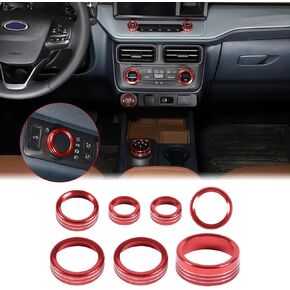 Aunginsy Center Control Knob Trim Cover Compatible with Ford Maverick 2022-2024 Air Conditioner Climate Gear Shift 4WD Engin Start Stop Headlight Volume Radio Control Switch Button Knob Ring Cover