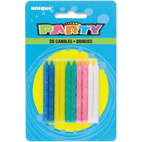 Spiral Glitter Birthday Candles Assorted Colors - (Pack of 20) - Dazzling Celebration Must-Have - Perfect for Memorable Celebrations