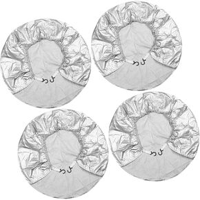 Set of 4 Tire Covers Waterproof Sun RV Trailer Tire Protectors Fits 33"-35" Silver Tone Auto Replacement Parts