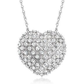 Ross-Simons 2.00 ct. t.w. Diamond Domed Heart Necklace in Sterling Silver