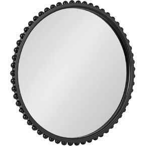 Kate and Laurel Beadbrook Modern Round Round Syndery Mirror ، قطره 24 بوصة ، ريفي طبيعي ، مرآة دائرة انتقالية للاستخدام كمرآة للحمام أو مرآة المدخل