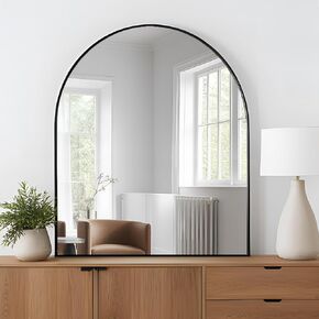 Arched Mirror 30x36, Black Wall Mounted Mirrors, Bathroom Mirror for Wall 30 x 36 inch, Arch Vanity Mirror Metal Framed, Mordern Mirror for Bedroom, Entray, Living Room