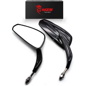 MZS Motorcycle Mirors, 8MM Handlebar Rear View Side Mirror Accessories Blade Compatible with Sportster Softail Road King Street Electra Glide Dyna Ultra Vrod Fat Bob Sport Low Rider 1982-2024
