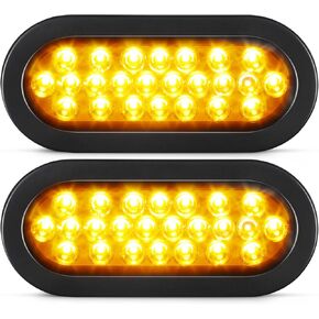 2pcs 24 LED 6.3 بوصة مصابيح ستروب بيضاوية ، 4 خيارات ألوان ، حلقات مطاطية وأسلاك مصفوفة بالأسلاك ذات 3 شهرية ، مصابيح Truck Truck Truck Truck LED الطارئة ، تناسب 10-30 فولت