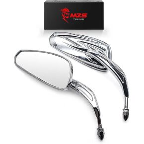 MZS Motorcycle Mirors ، 8 مم المقود الخلفي إكسسوارات المرآة الجانبية الشفرة الكروم متوافق مع Sportster Softail Road Street Electra Glide Dyna Vrod Fat Bob Sport Rider 1982-2024