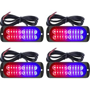 4 Packs LED Emergency Strobe Lights-20 LEDs Warning Light for Cars Trucks Vehicle SUV Caution Hazard Construction Waterproof Amber Strobe Bar with 18 Different Flashing
