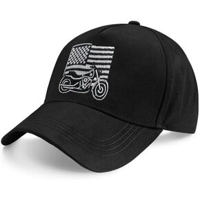 Motorcycle Hat Adjustable Size Baseball Cap Motorcycle Gifts for Men Black