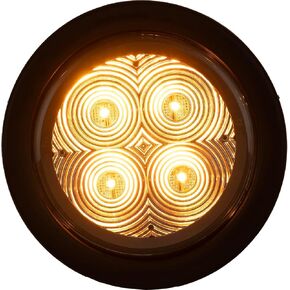 Buyers Products SL42CA Round LED Strobe Light, 4 Inches, Amber with Clear Lens SAE J595 Class 1, Safety Strobe Lights for Work Vehicles