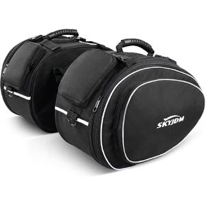 Motorcycle Saddlebags with Protective Cover, Large Capacity Extendable Saddle Bags Motorcycle Side Bag with Reflective Strip
