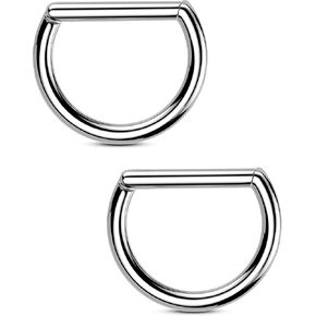 خواتم حلمة التيتانيوم Oufer 2PCS ، مجوهرات ثقب على شكل D ، 14g فرس الحاجز خفيفة الوزن مجوهرات ثقب للنساء 14 ملم